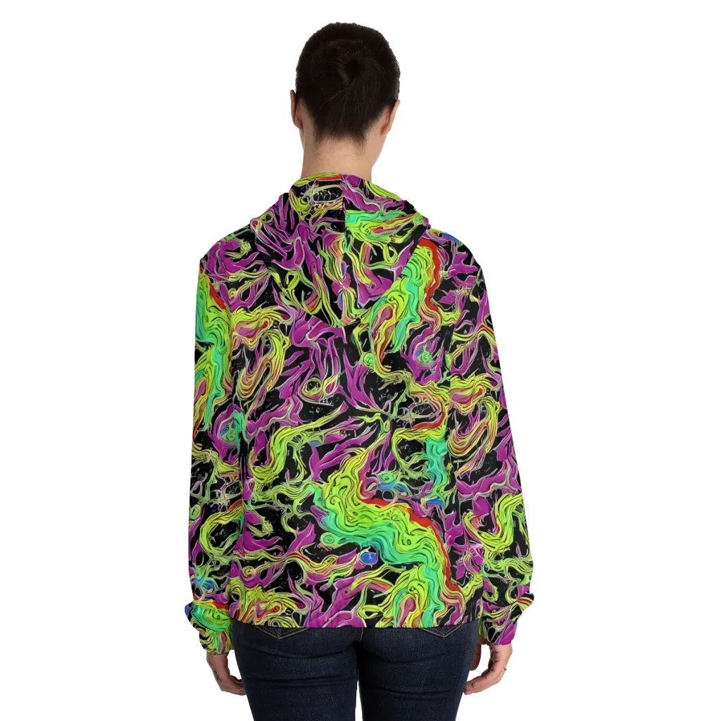 Limefire Spiral on Women's Full-Zip Hoodie — Back On Person