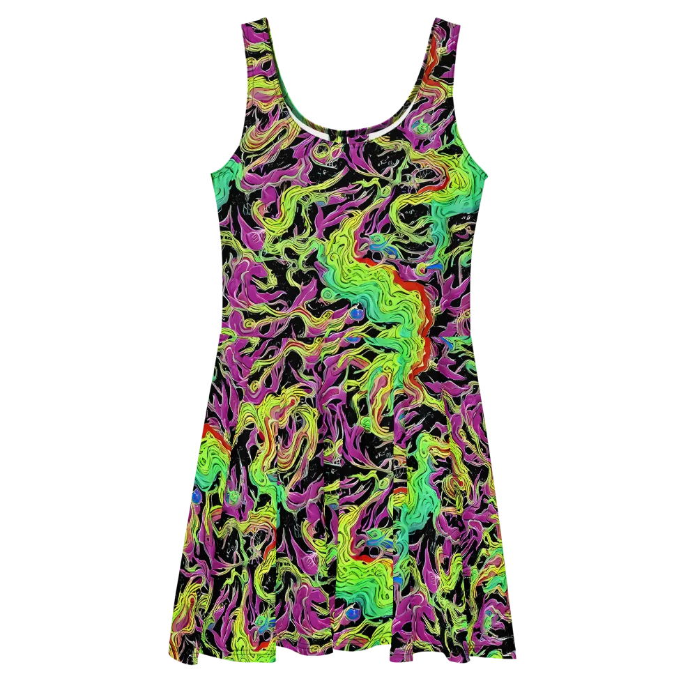Limefire Spiral on Skater Dress — Front