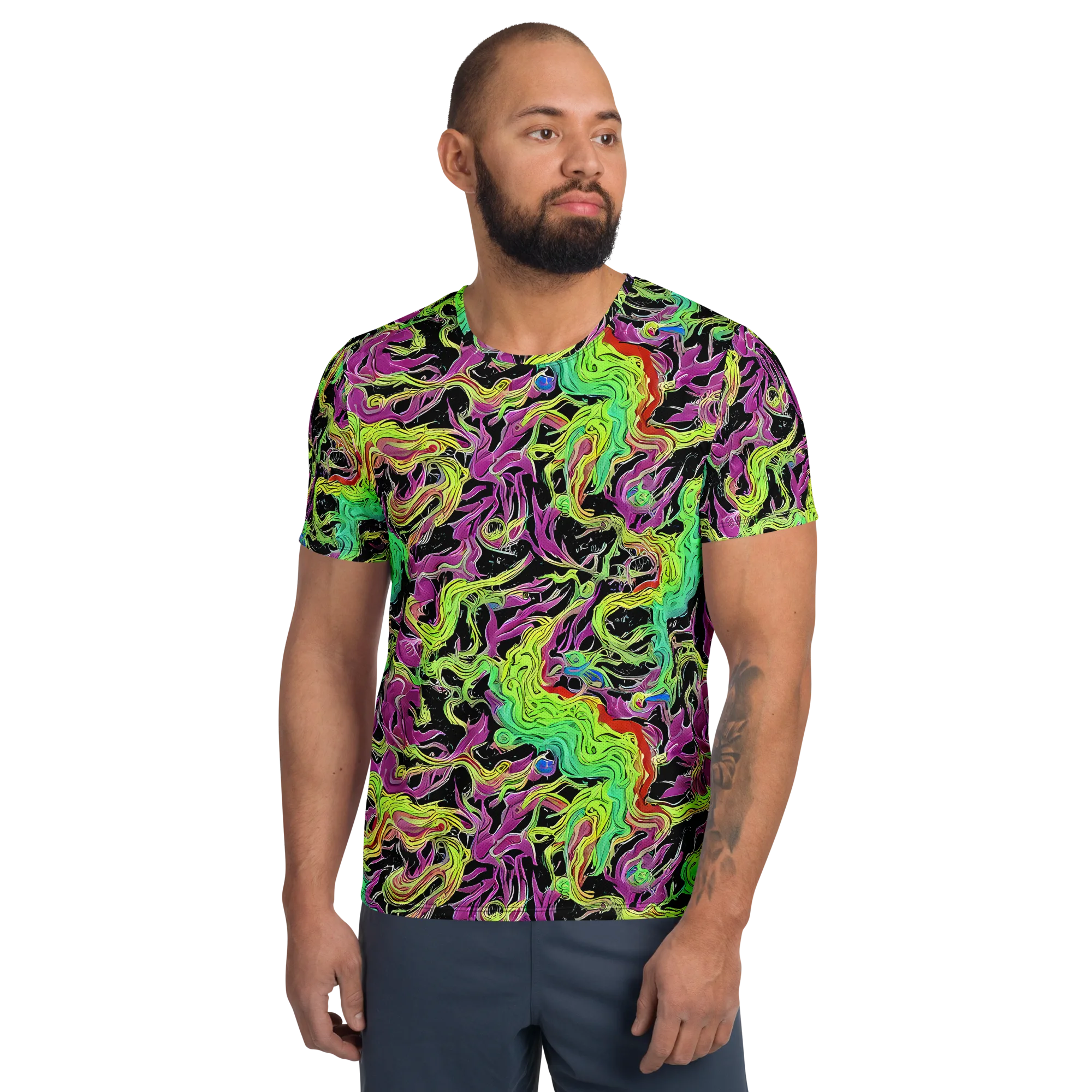 Limefire Spiral on Men's Athletic T-Shirt — Front
