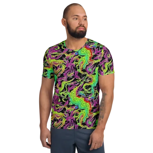 Limefire Spiral on a Men's Athletic T-Shirt