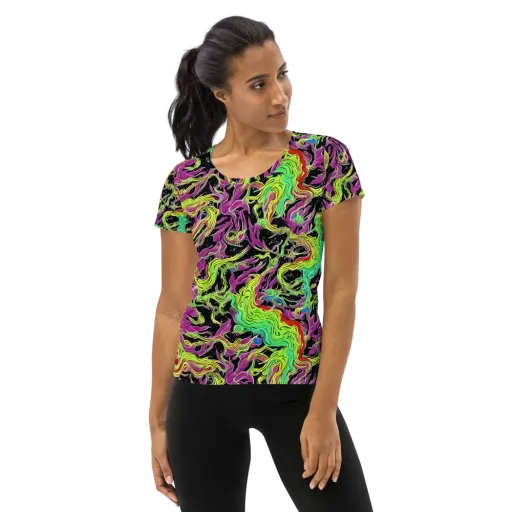 Limefire Spiral on a Women's Athletic T-Shirt
