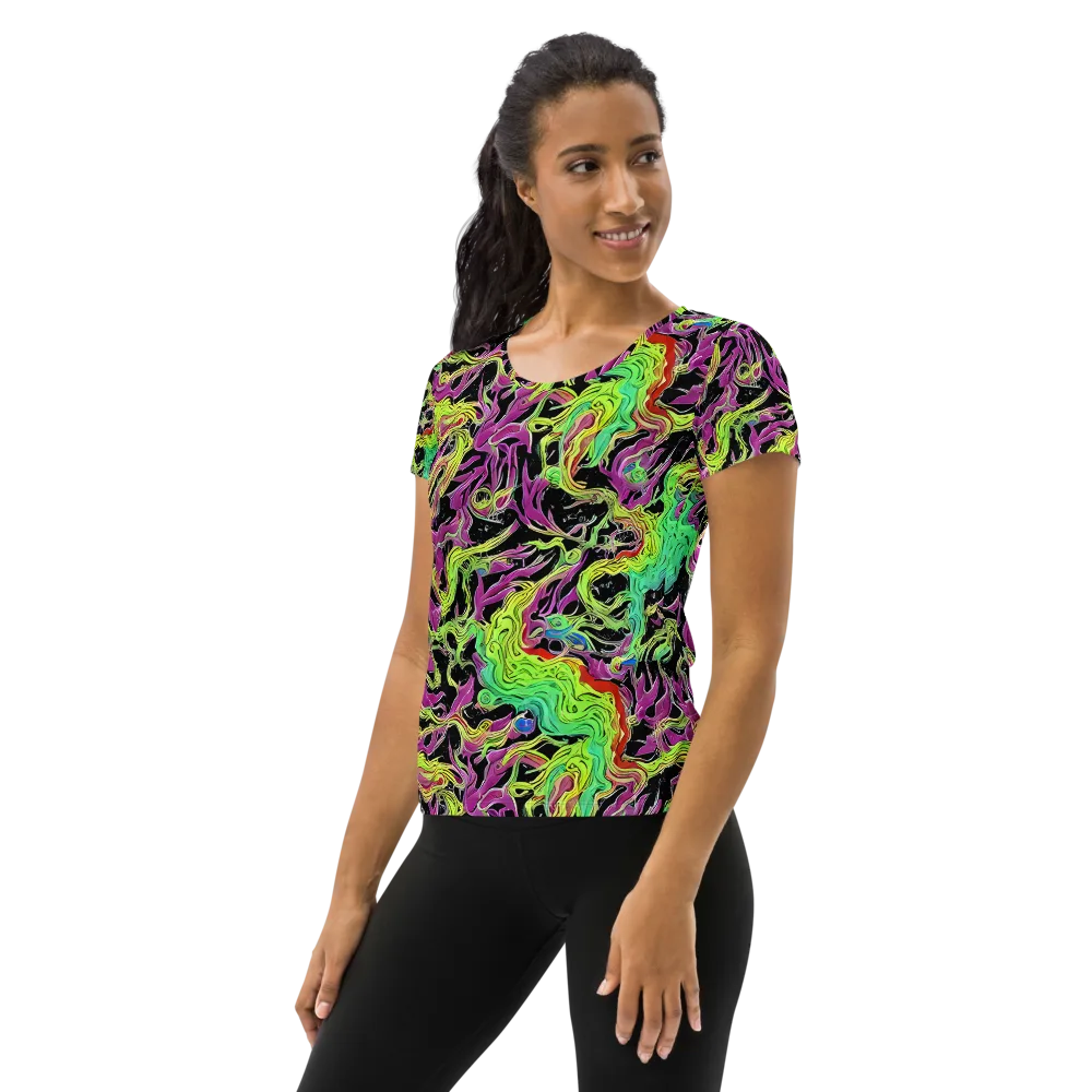 Limefire Spiral on Women's Athletic T-Shirt — Left