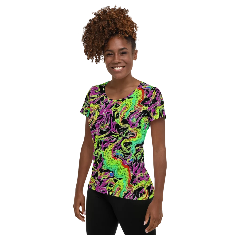 Limefire Spiral on Women's Athletic T-Shirt — Left