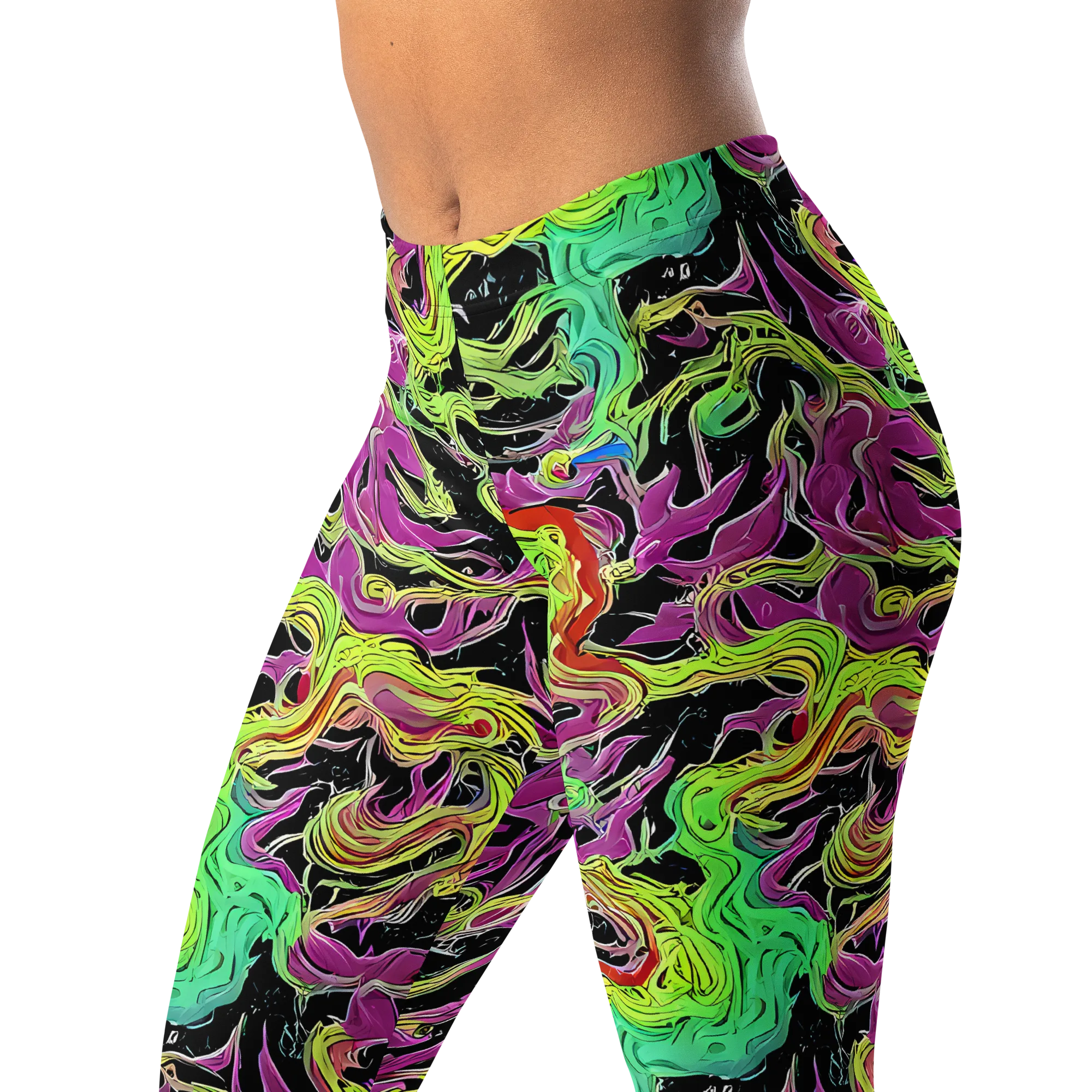 Limefire Spiral on Leggings — Left Front