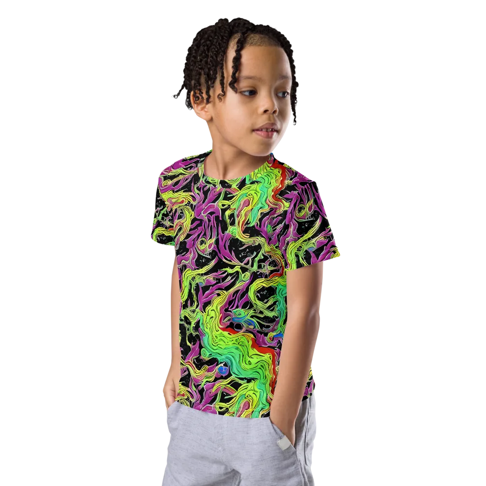 Limefire Spiral on Kids Crew Neck T-Shirt — Left Front