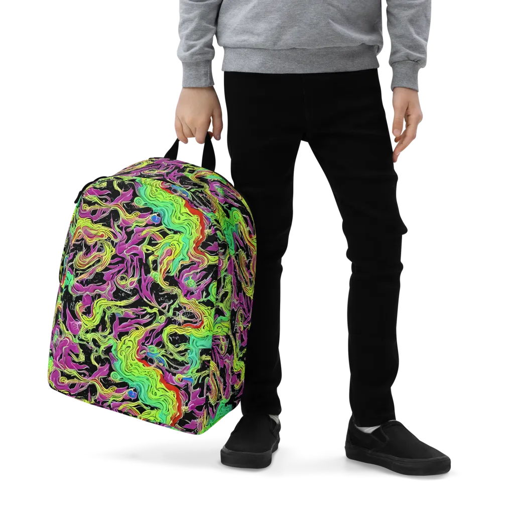 Limefire Spiral on Minimalist Backpack — Zoomed-in