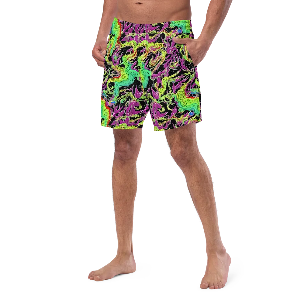 Limefire Spiral on Swim Trunks — Left Front