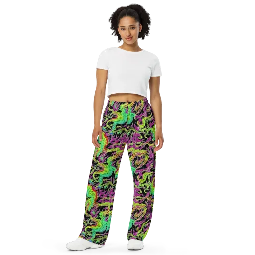 Limefire Spiral on a Wide-Leg Pants
