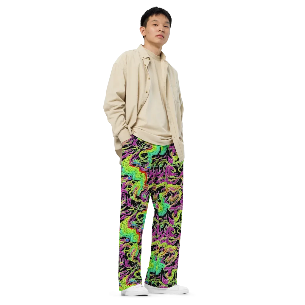 Limefire Spiral on Wide-Leg Pants — Right Front