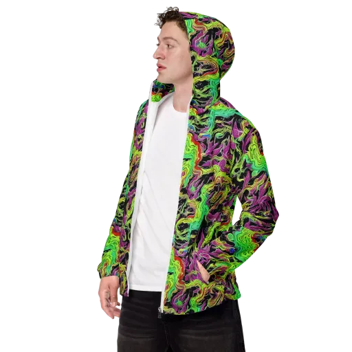 Limefire Spiral on a Men's Windbreaker