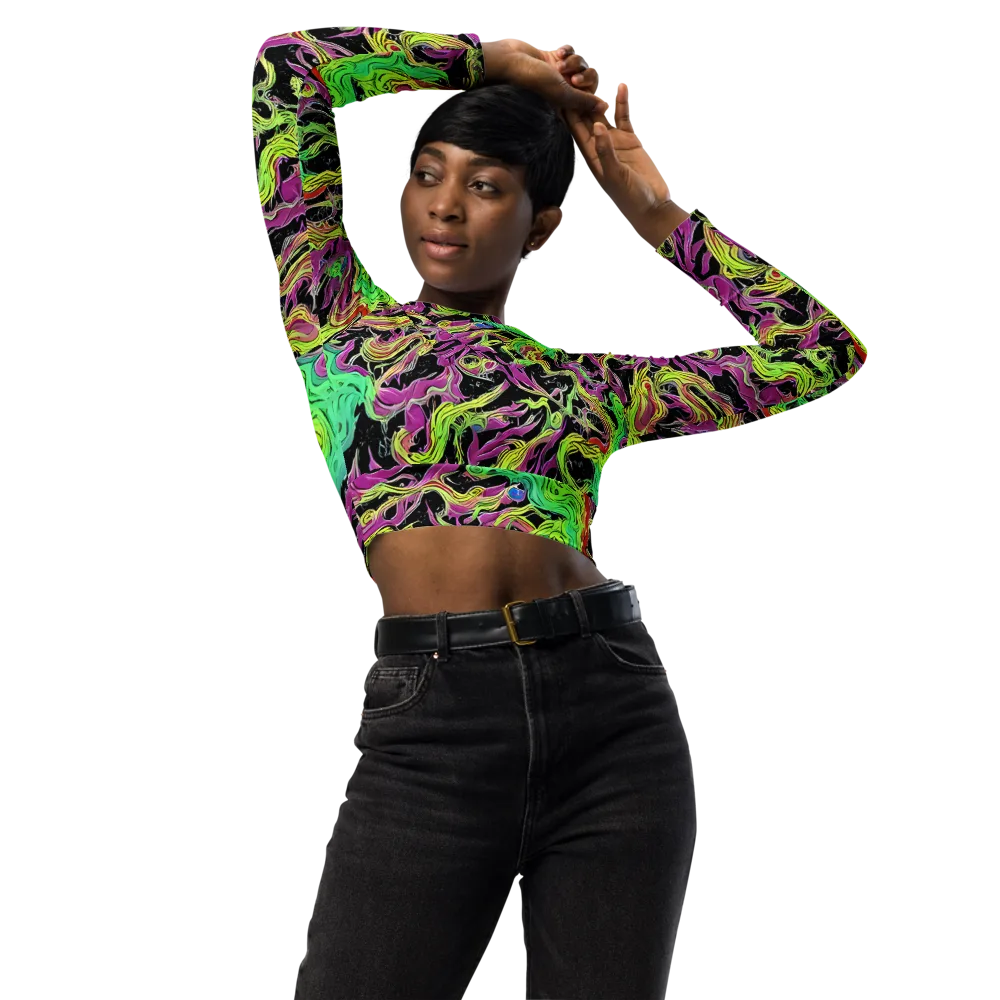 Limefire Spiral on Long Sleeve Crop Top — Front
