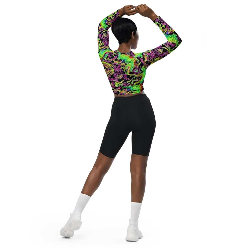 Limefire Spiral on Long Sleeve Crop Top — Back