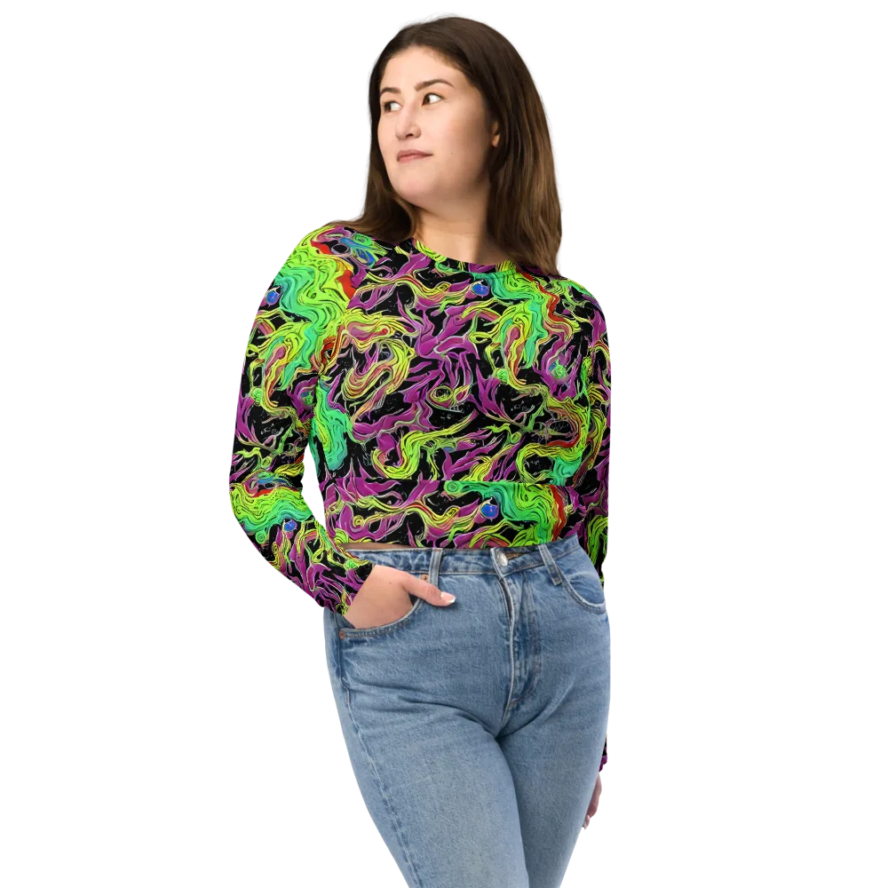 Limefire Spiral on Long Sleeve Crop Top — Front