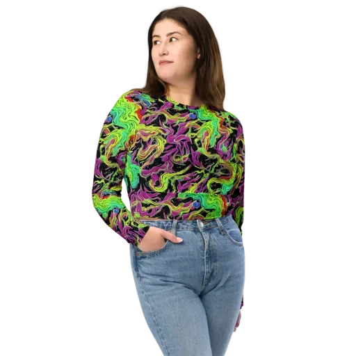Limefire Spiral on a Long Sleeve Crop Top