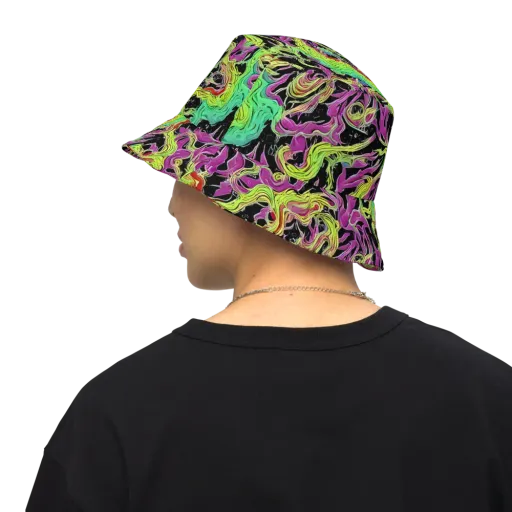 Limefire Spiral on a Reversible Bucket Hat