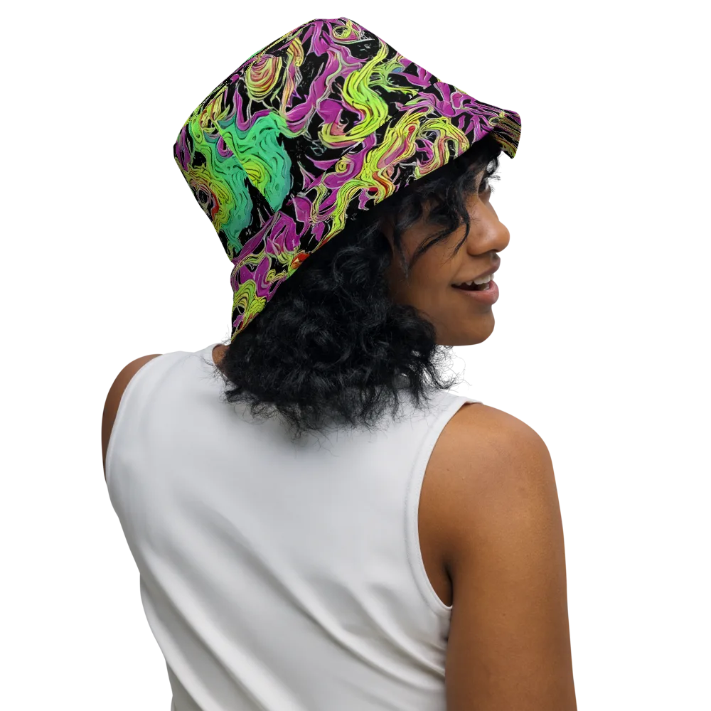 Limefire Spiral on Reversible Bucket Hat — Right Outside