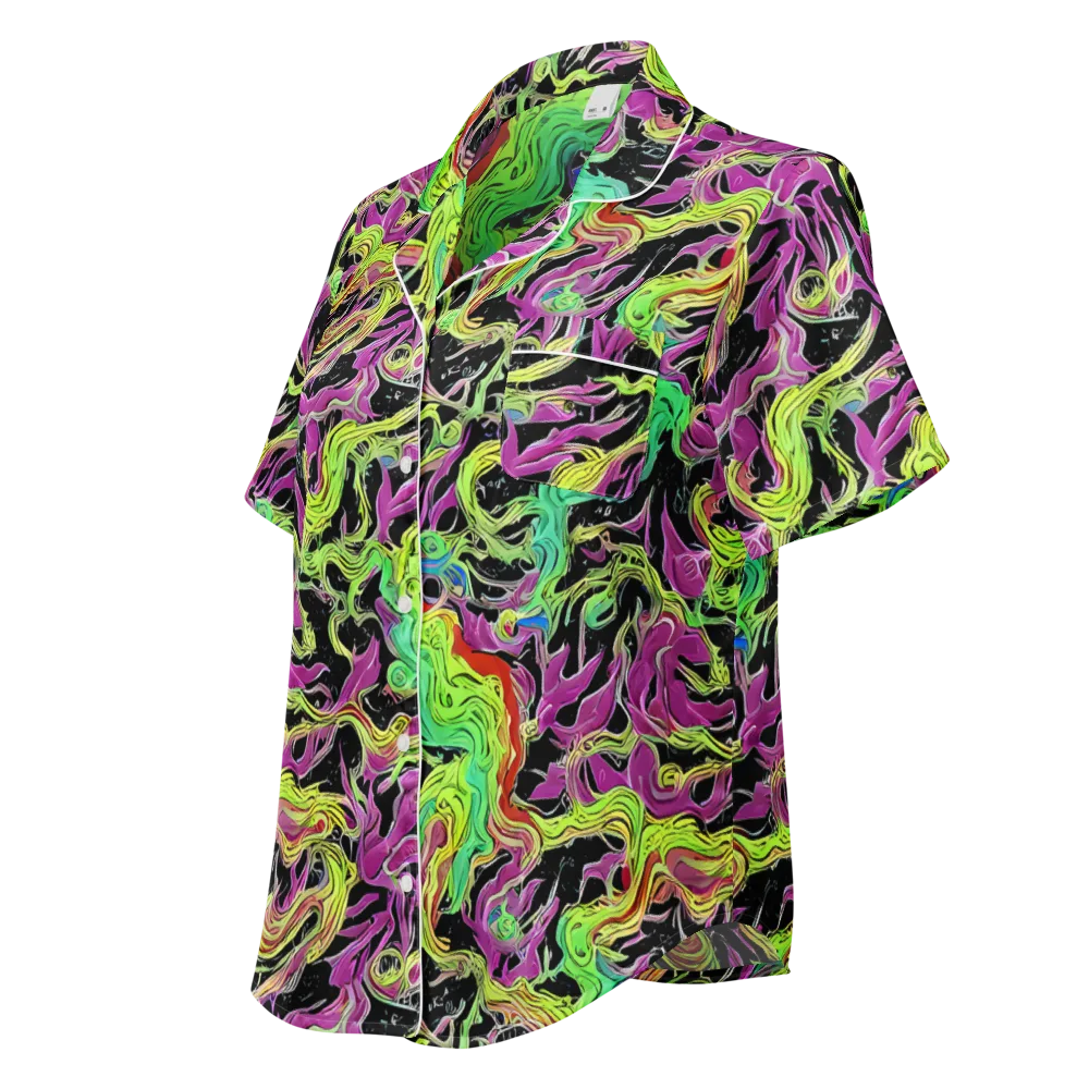 Limefire Spiral on Women's Short Sleeve Pajama Top — Left Front