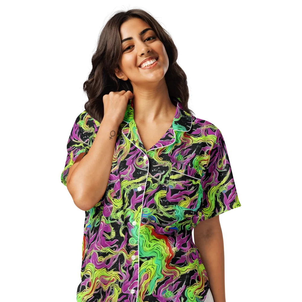 Limefire Spiral on Women's Short Sleeve Pajama Top — Front