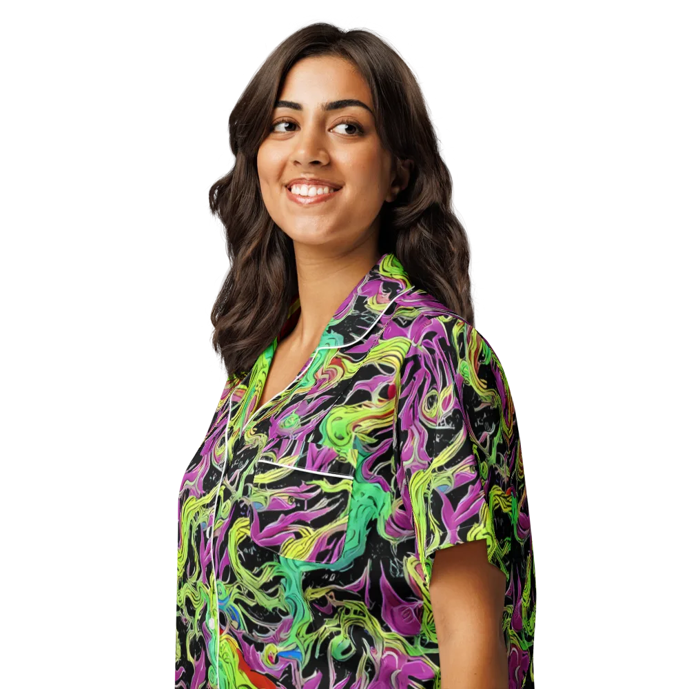 Limefire Spiral on Women's Short Sleeve Pajama Top — Left Front