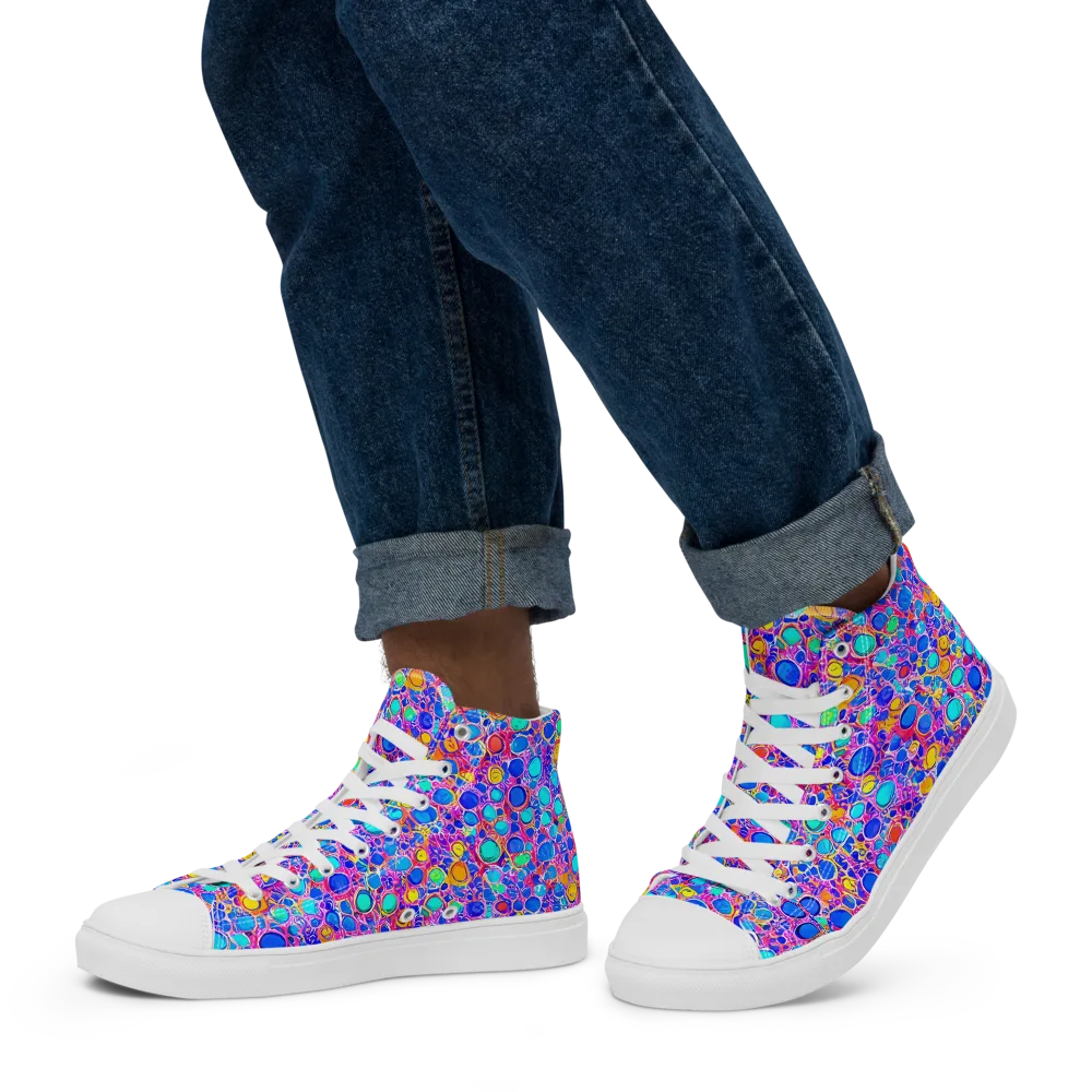 Prism Pollen on Men's High Top Canvas Shoes — Left