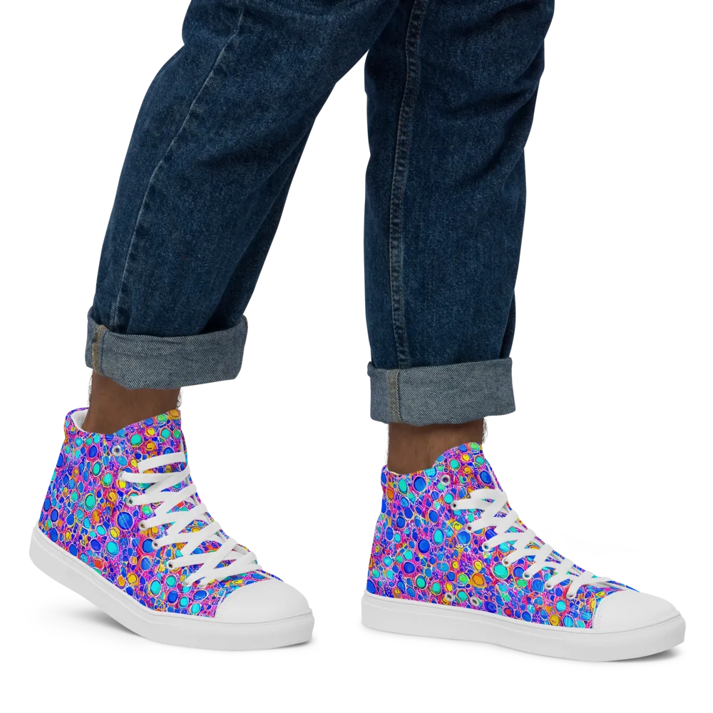 Prism Pollen on Men's High Top Canvas Shoes — Right