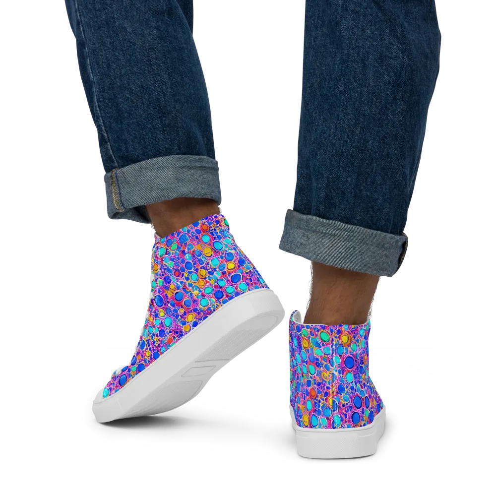 Prism Pollen on Men's High Top Canvas Shoes — Back