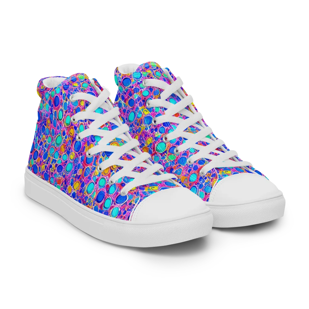 Prism Pollen on Women's High Top Canvas Shoes — Right Front