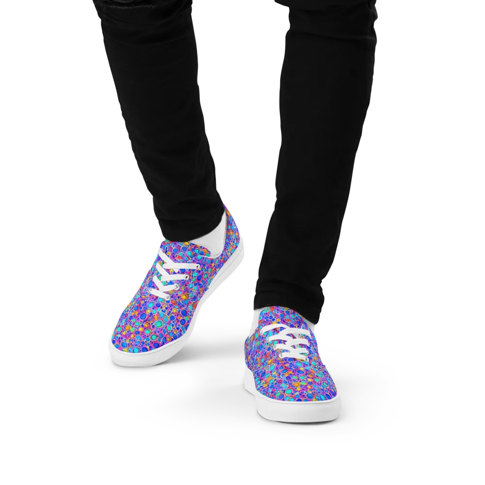 Prism Pollen on Men's Lace-Up Canvas Shoes — Front