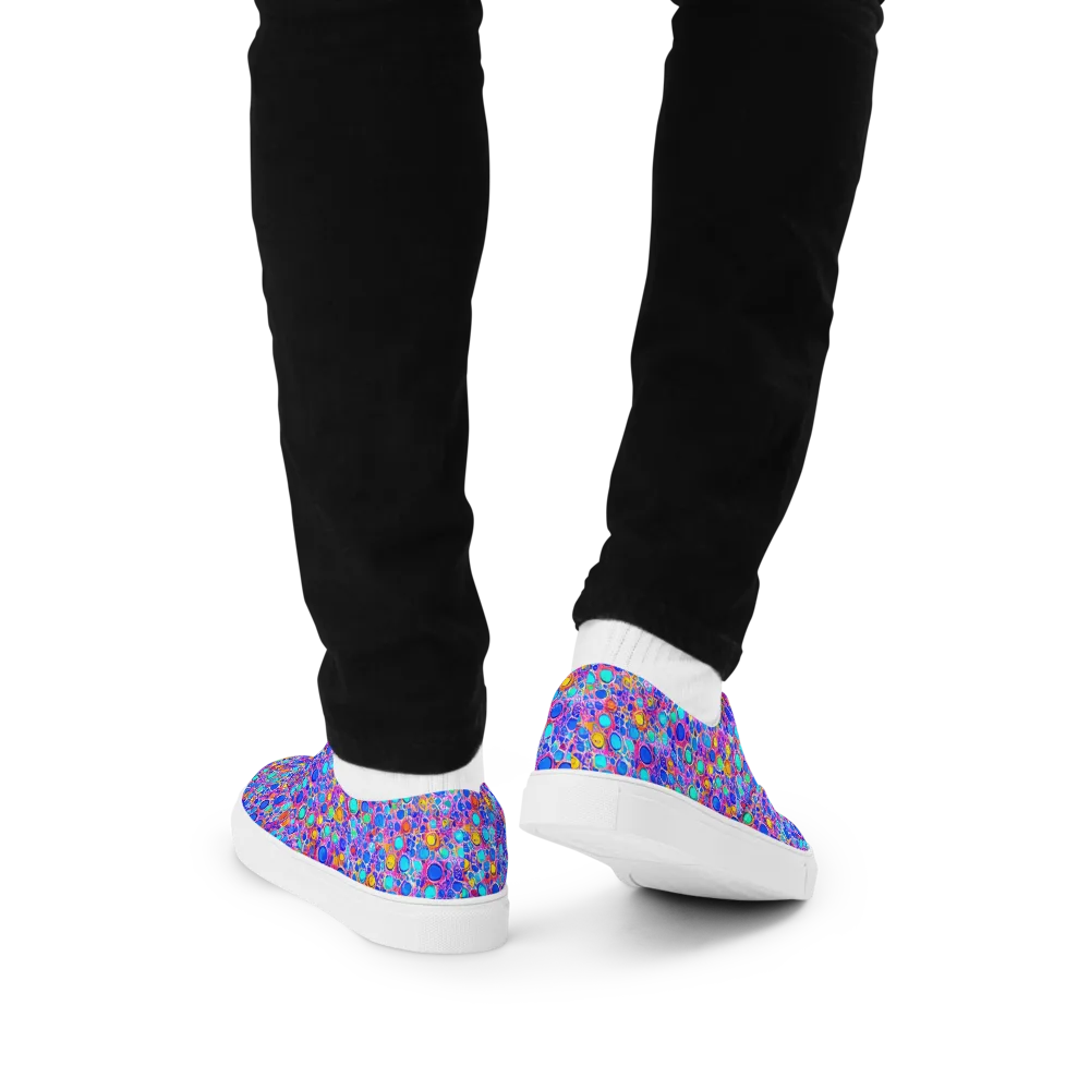 Prism Pollen on Men's Lace-Up Canvas Shoes — Back