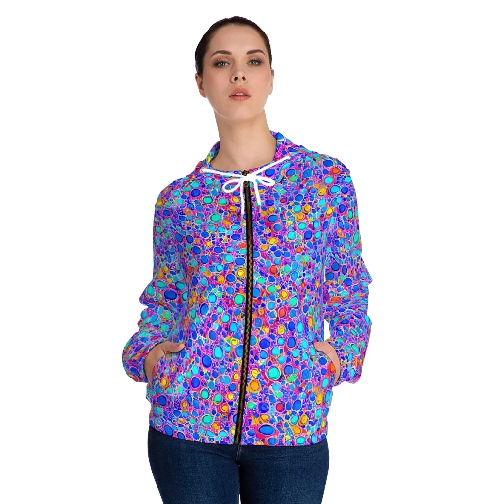 Prism Pollen on Women's Full-Zip Hoodie — Front On Person