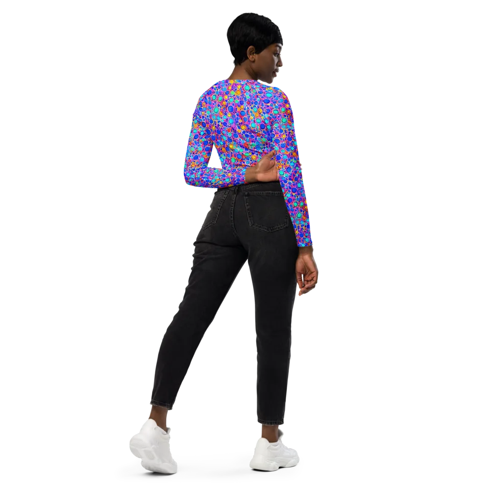 Prism Pollen on Long Sleeve Crop Top — Right Back