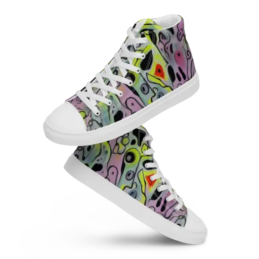 Pastel Mayhem on a Men's High Top Canvas Shoes