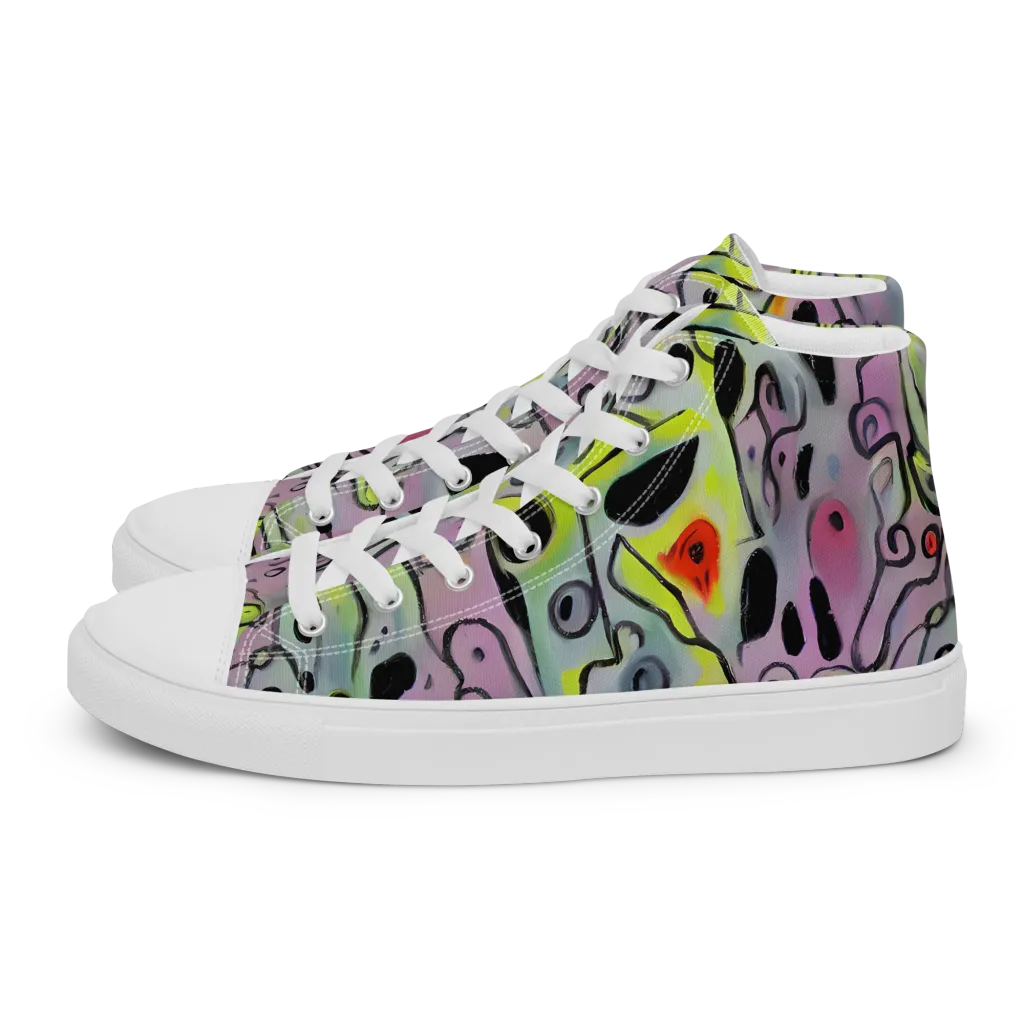 Pastel Mayhem on Women's High Top Canvas Shoes — Left