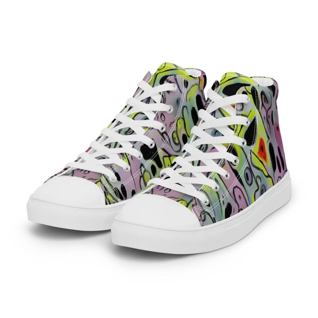 Pastel Mayhem on Women's High Top Canvas Shoes — Left Front