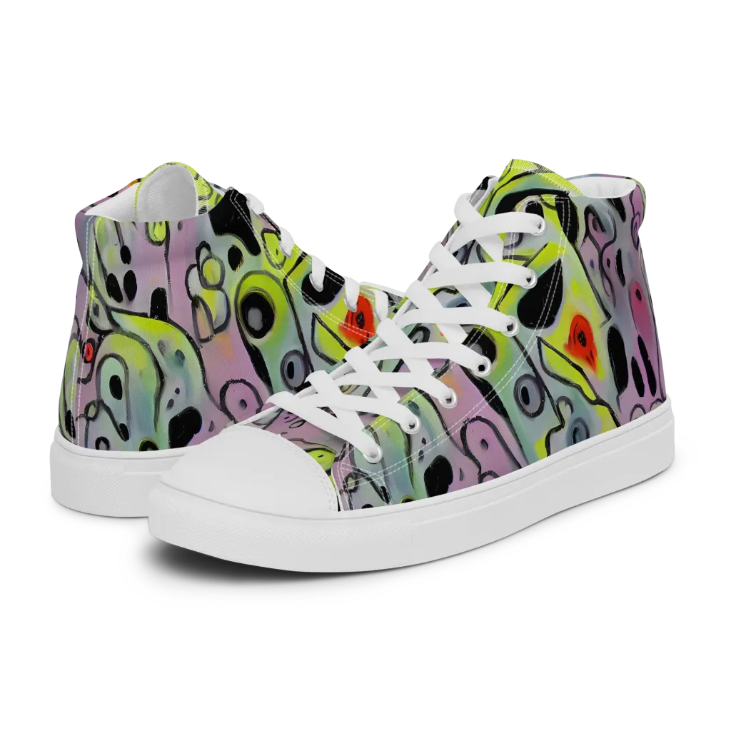 Pastel Mayhem on Women's High Top Canvas Shoes — Left