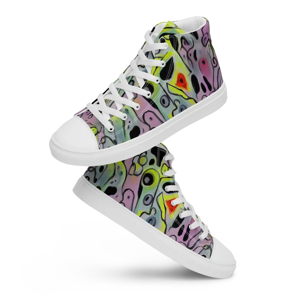 Pastel Mayhem on Women's High Top Canvas Shoes — Front