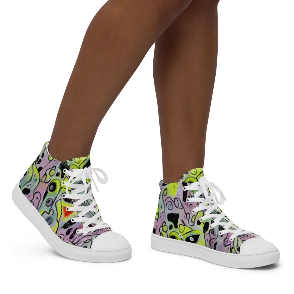Pastel Mayhem on Women's High Top Canvas Shoes — Right