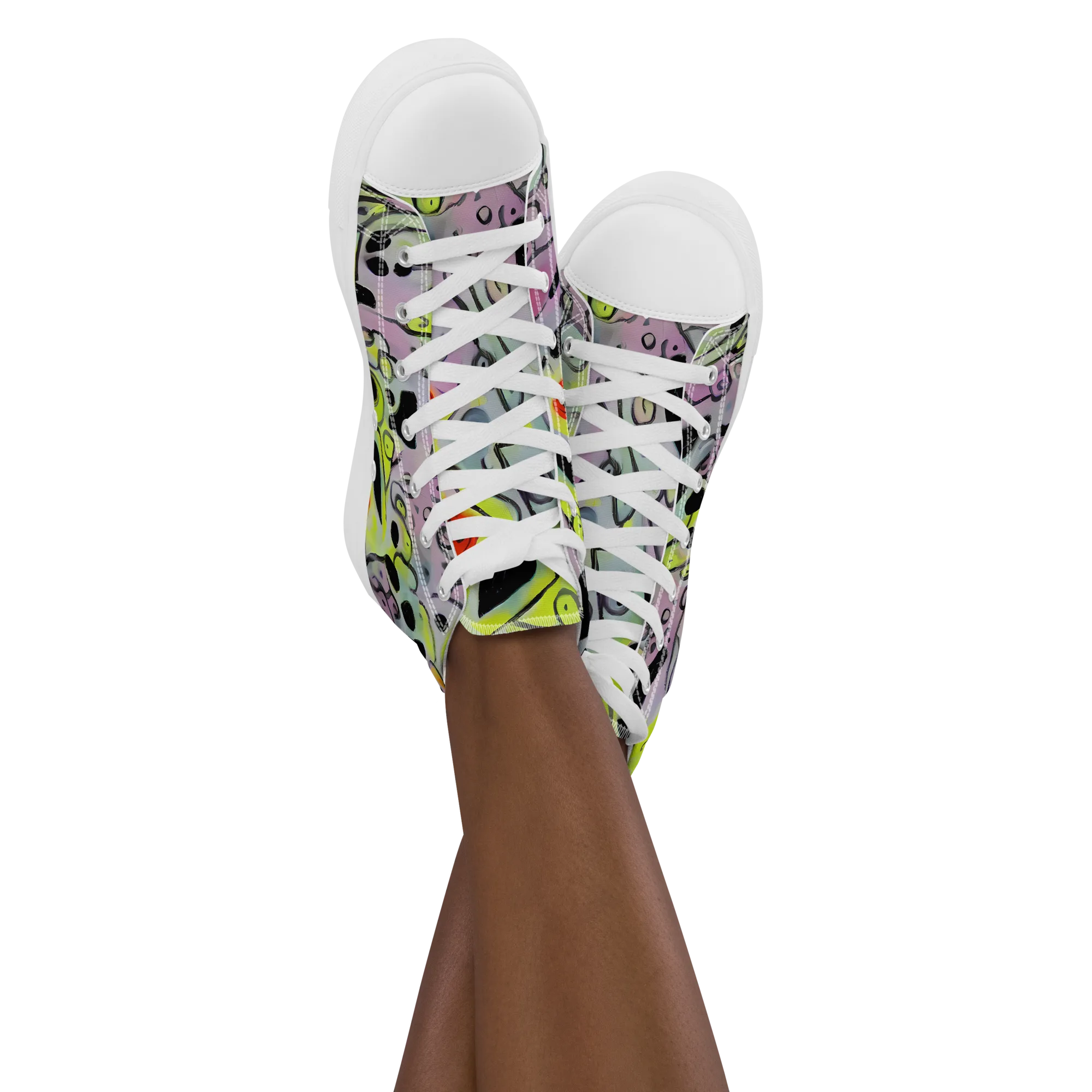 Pastel Mayhem on Women's High Top Canvas Shoes — Front