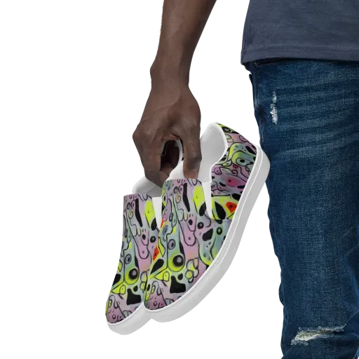 Pastel Mayhem on a Men's Slip-On Canvas Shoes
