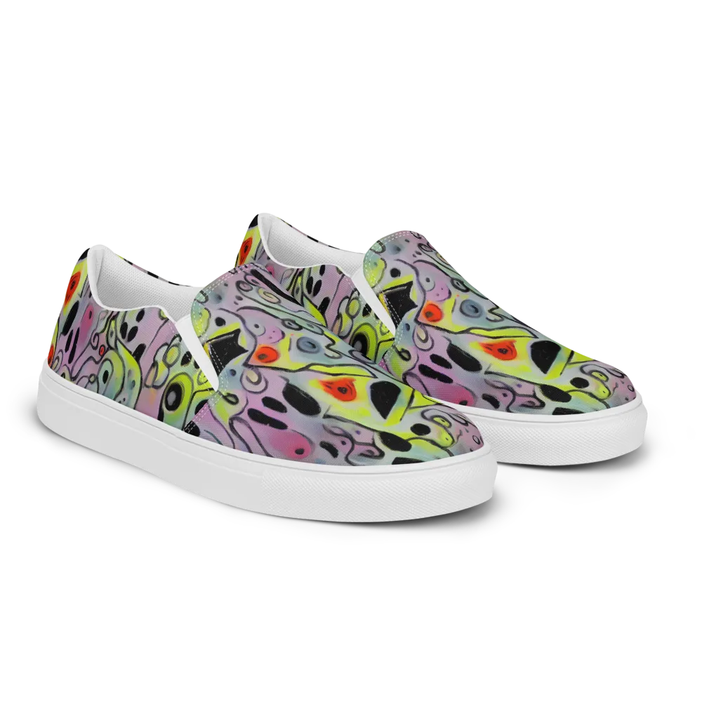 Pastel Mayhem on Women's Slip-On Canvas Shoes — Right Front