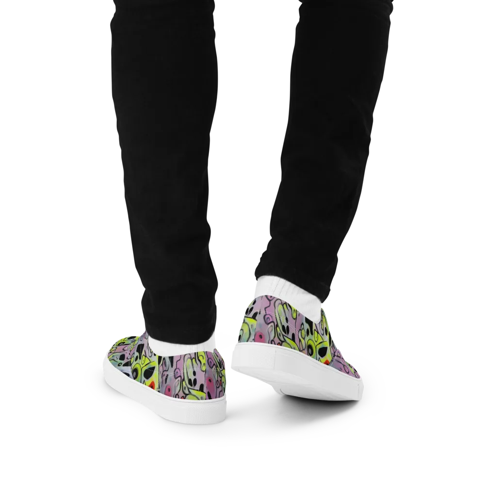 Pastel Mayhem on Men's Lace-Up Canvas Shoes — Back