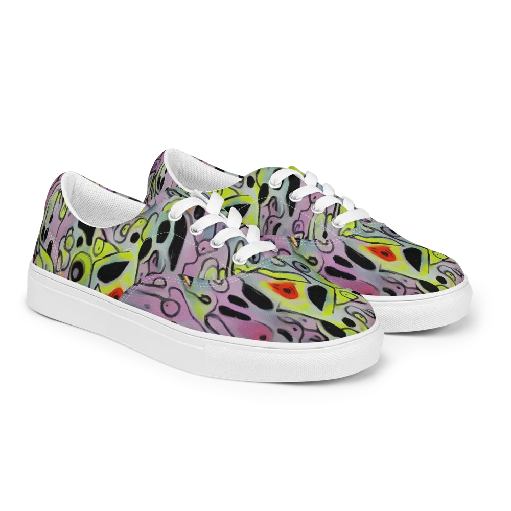 Pastel Mayhem on Men's Lace-Up Canvas Shoes — Right Front