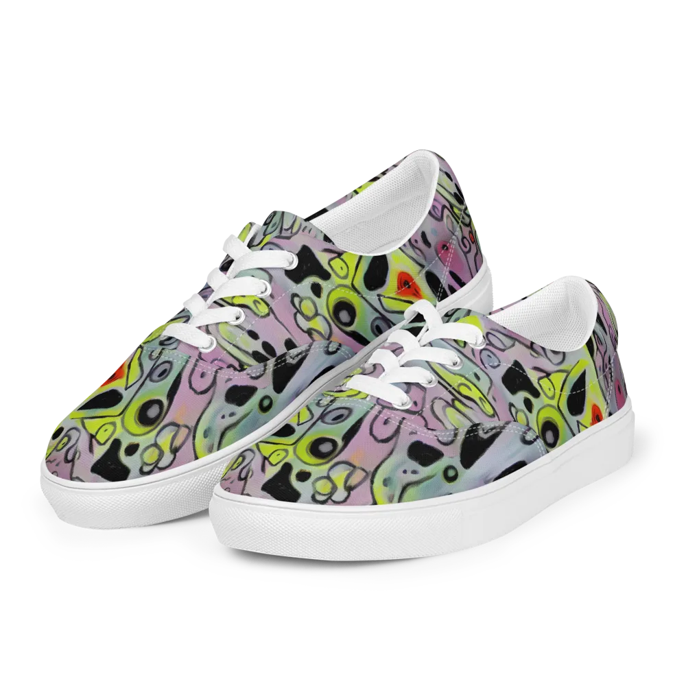 Pastel Mayhem on Men's Lace-Up Canvas Shoes — Left Front