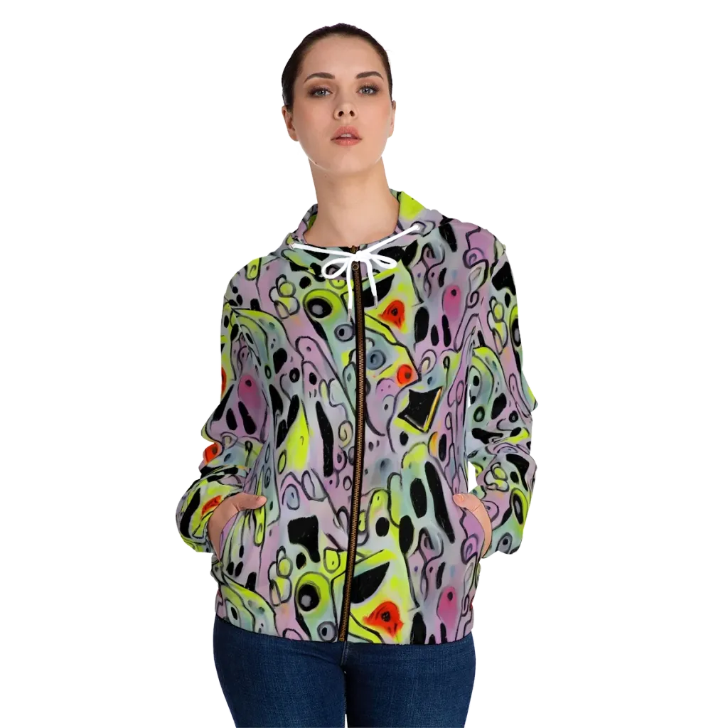Pastel Mayhem on Women's Full-Zip Hoodie — Front On Person