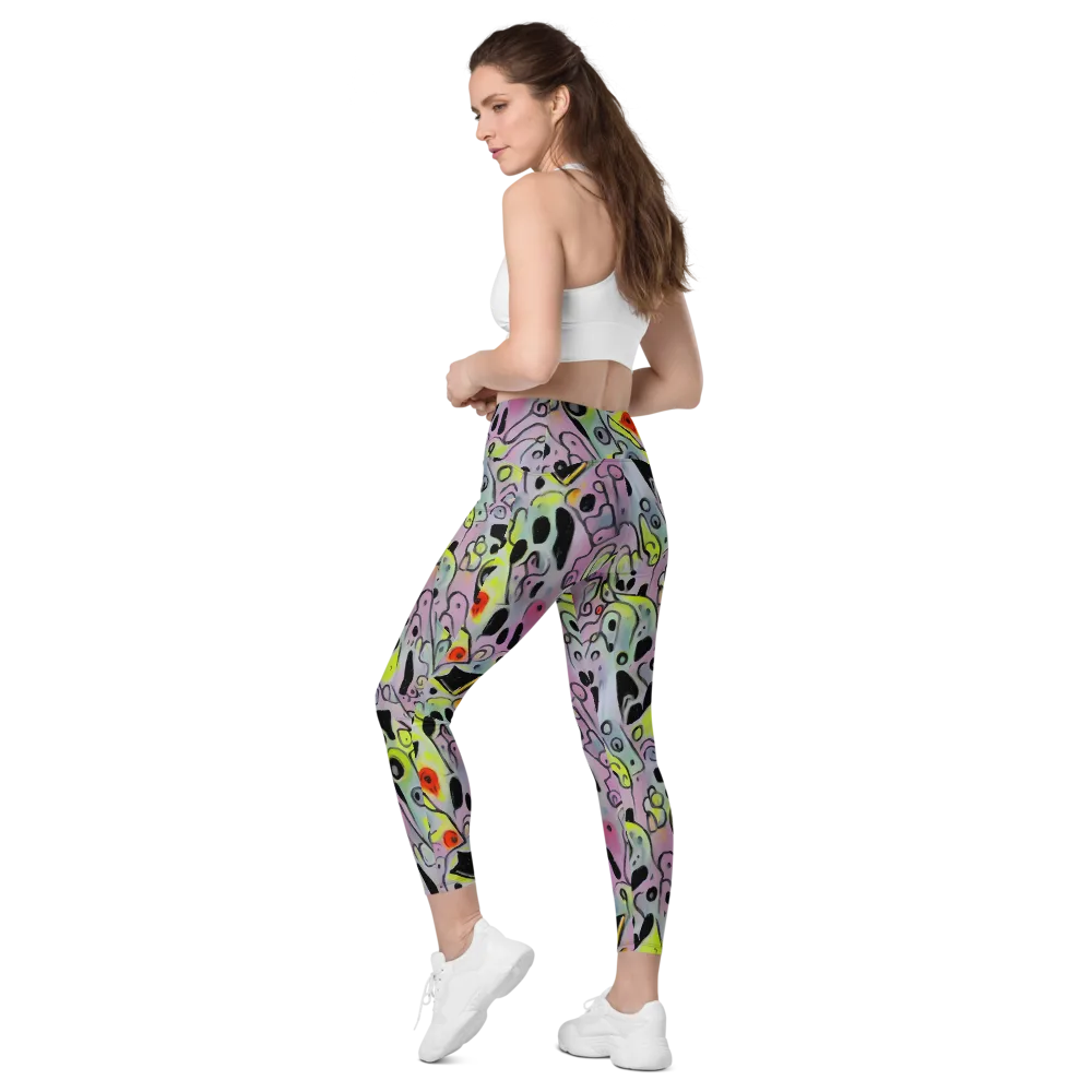 Pastel Mayhem on Leggings with Pockets — Left Back