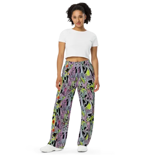 Pastel Mayhem on a Wide-Leg Pants