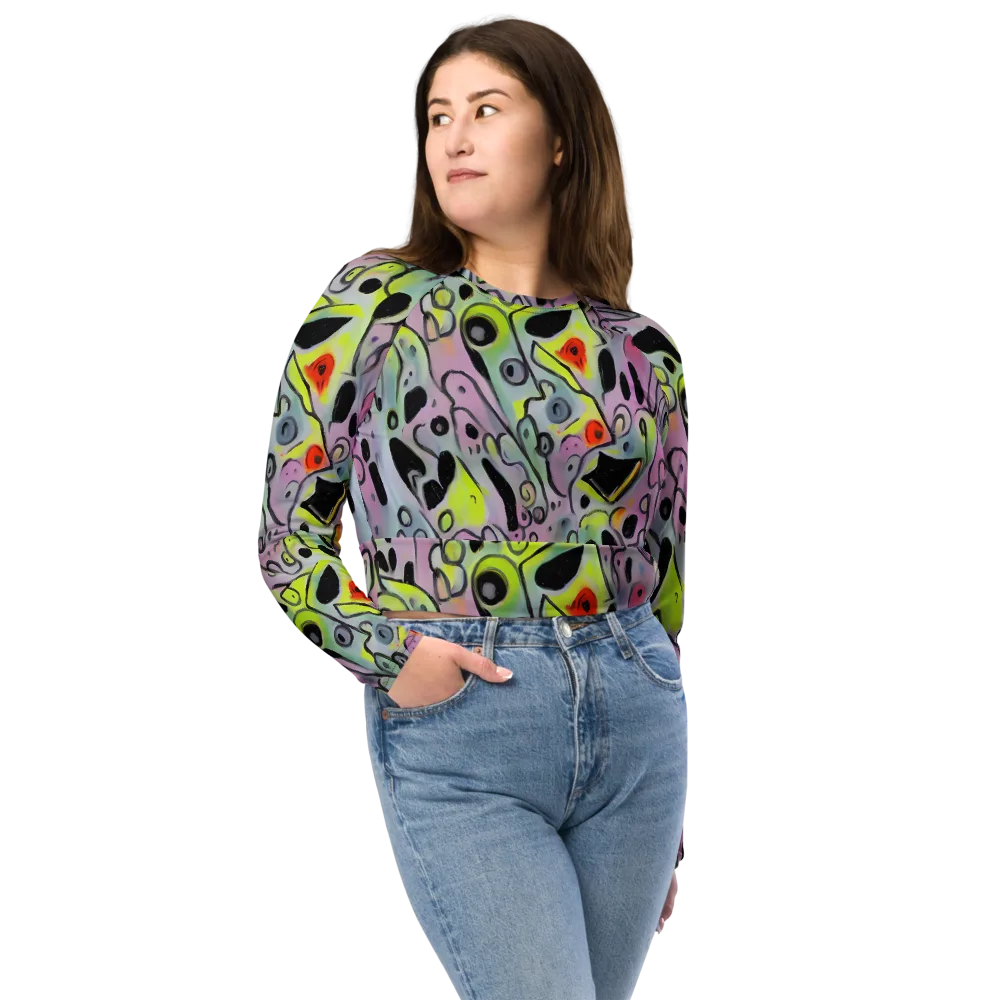 Pastel Mayhem on Long Sleeve Crop Top — Front
