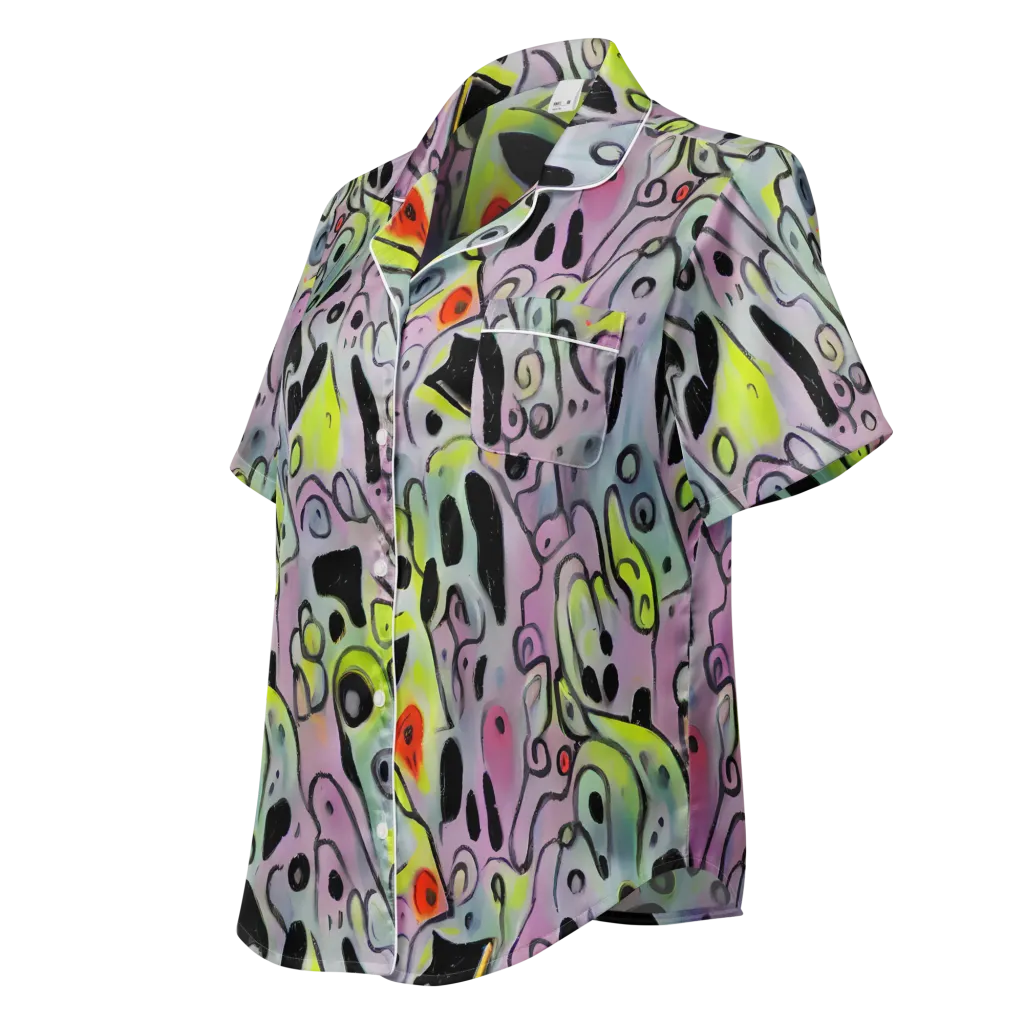 Pastel Mayhem on Women's Short Sleeve Pajama Top — Left Front