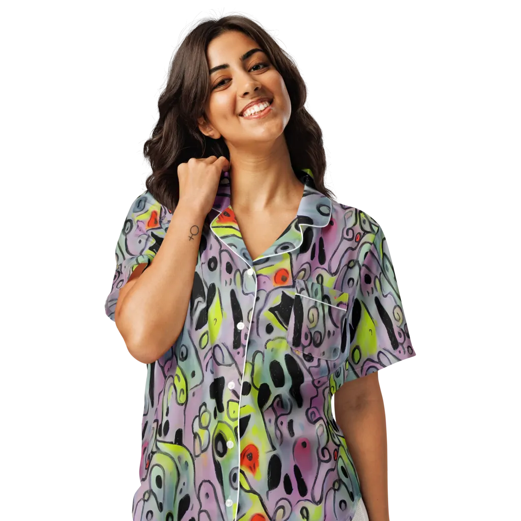 Pastel Mayhem on Women's Short Sleeve Pajama Top — Front