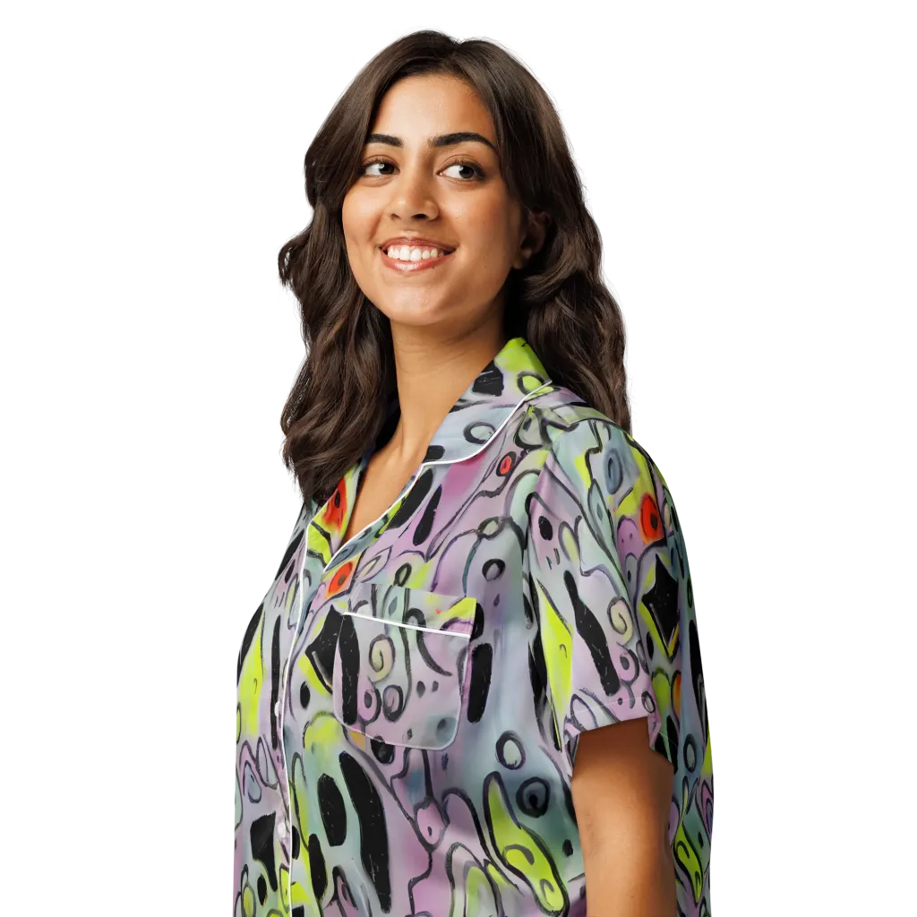Pastel Mayhem on Women's Short Sleeve Pajama Top — Left Front